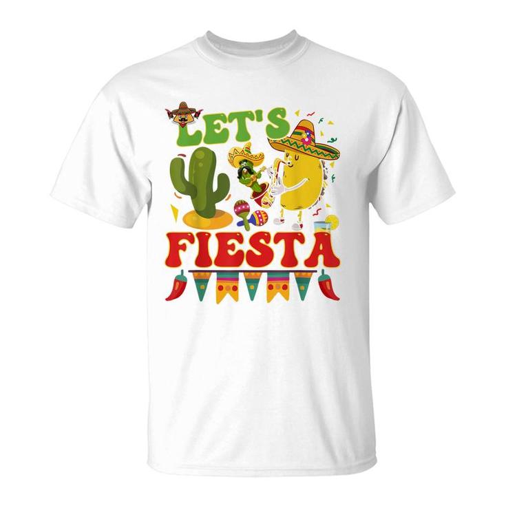 Lets Fiesta Avocado And Tacos Cinco De Mayo Mexican  T-Shirt