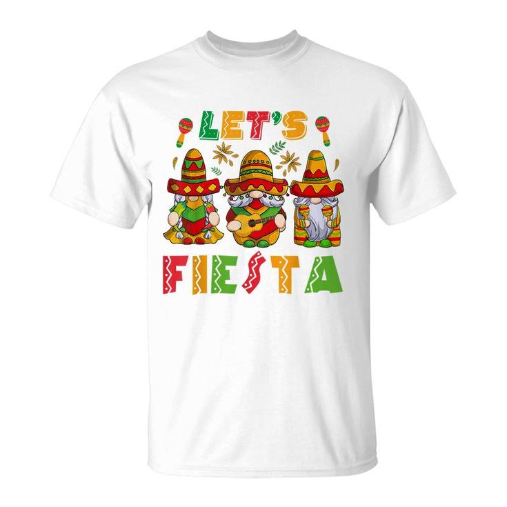 Lets Fiesta Cinco De Mayo Latin Gnomes Mexican Party Poncho  T-Shirt
