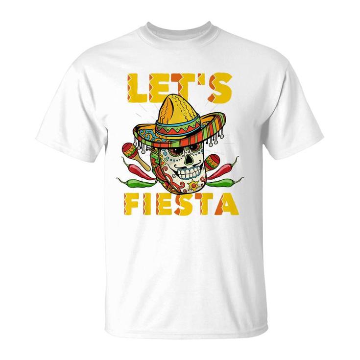Lets Fiesta Cinco De Mayo Mexican Theme Party Guitar Lover  T-Shirt