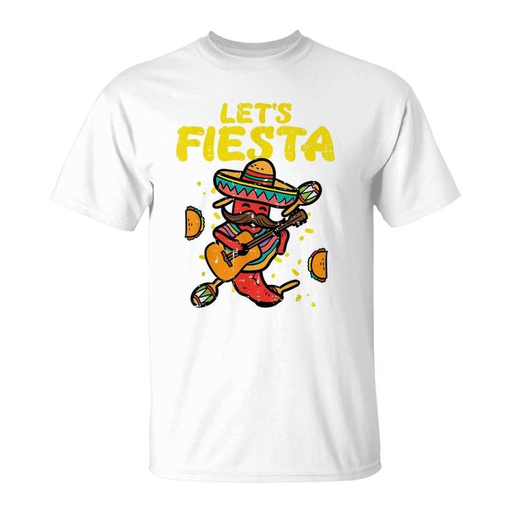 Lets Fiesta Jalapeno Funny Cinco De Mayo Mexican Party  T-Shirt