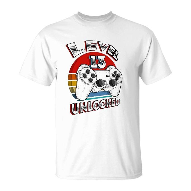 Level 13 Unlocked Matching Video Game 13Th Birthday Gift Boy T-Shirt