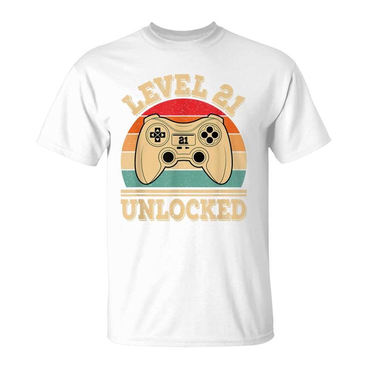Level 21 Unlocked Video Gaming 21St Birthday 2001 Retro Game  T-Shirt