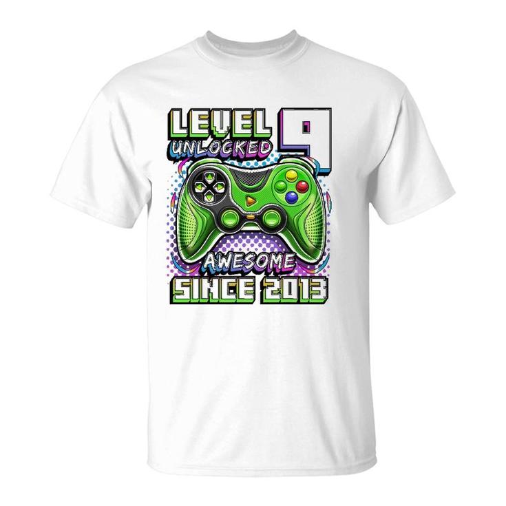 Level 9 Unlocked Awesome 2013 Video Game 9Th Birthday Boy T-Shirt