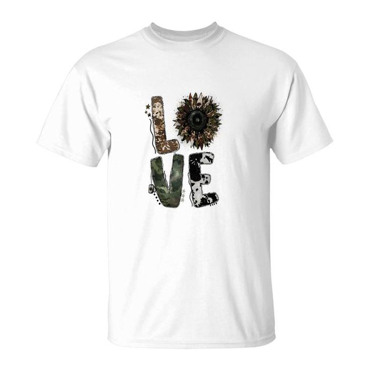 Love Military Sunflower Power Hero Dad T-Shirt