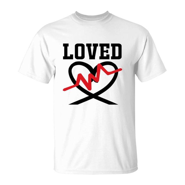 Loved Bible Verse Black Graphic Heart Black Christian T-Shirt