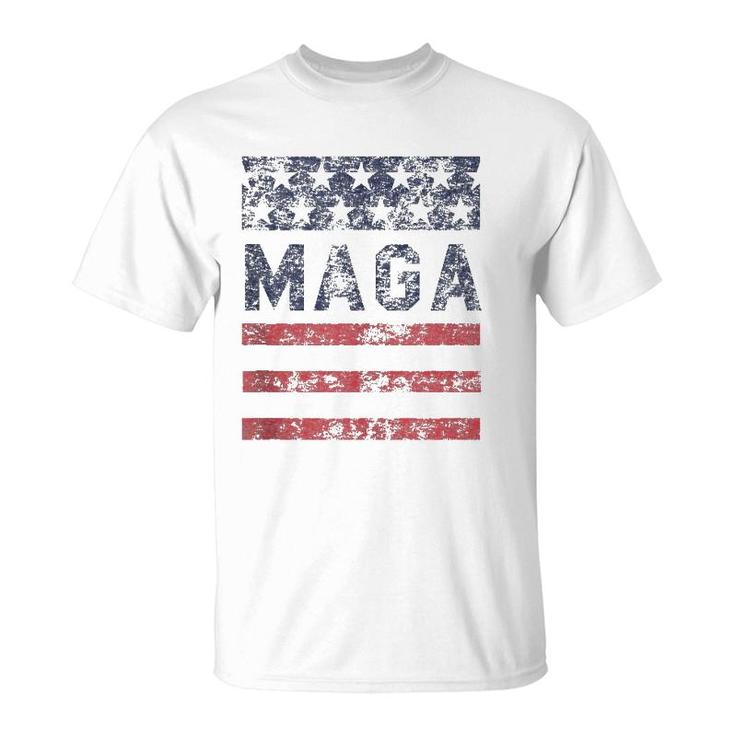 Maga Stars & Stripes Retro Vintage Distressed Graphic  T-Shirt