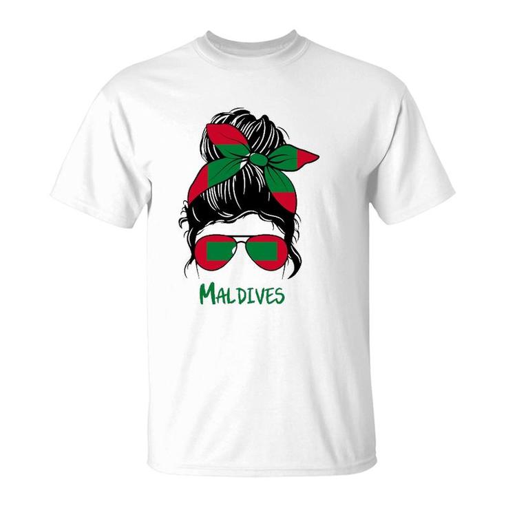 Maldivian Girl Maldives Girl Maldives Woman Flag T-Shirt