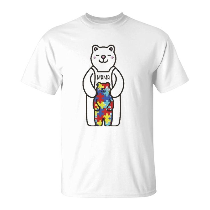 Mama Bear  Autism Awareness Mothers Day Womens Gift T-Shirt