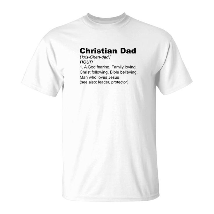 Mens Christian Dad Definition Fathers Day Gift For Men God Jesus Premium T-Shirt