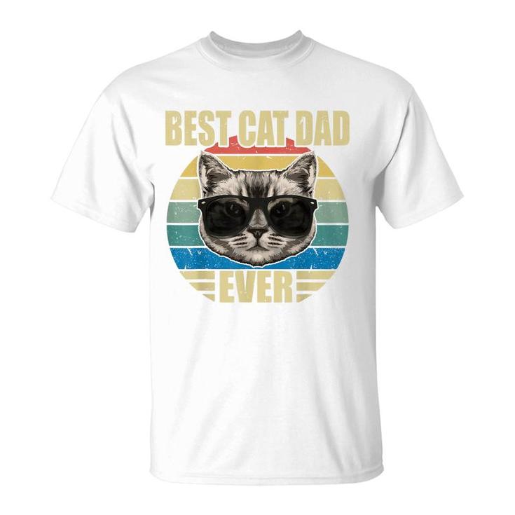 Mens Funny Vintage Cat Daddy  Fathers Day Best Cat Dad Ever  T-Shirt