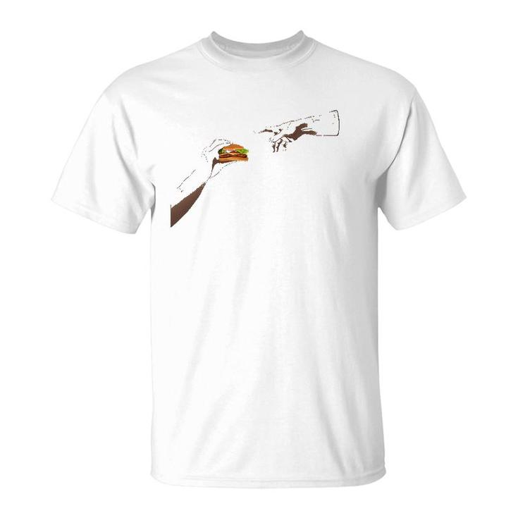 Michelangelo Creation Adam Burger Hamburger Beef Lover Tee T-Shirt