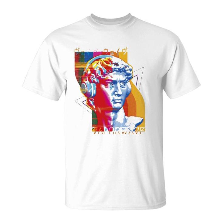 Music Lover 80S Vaporwave Aesthetic Retro David Headphones T-Shirt