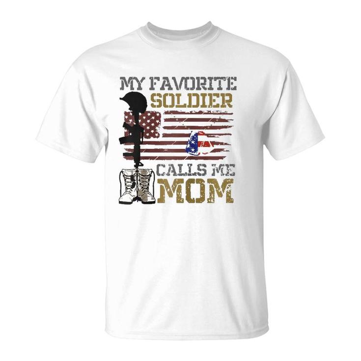 My Favorite Soldier Calls Me Mom Proud Army Mom Raglan Baseball Tee T-Shirt
