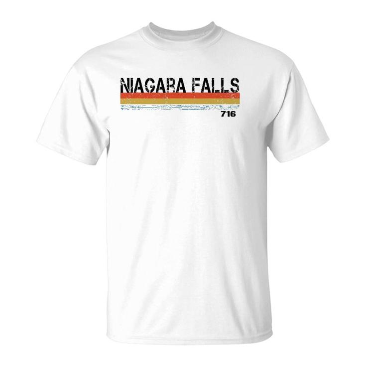 Niagara Falls Ny Area Code 716 Vintage Stripes T-Shirt