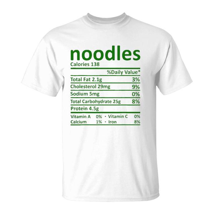 Noodles Nutrition Thanksgiving Costume Food Facts Christmas T-Shirt