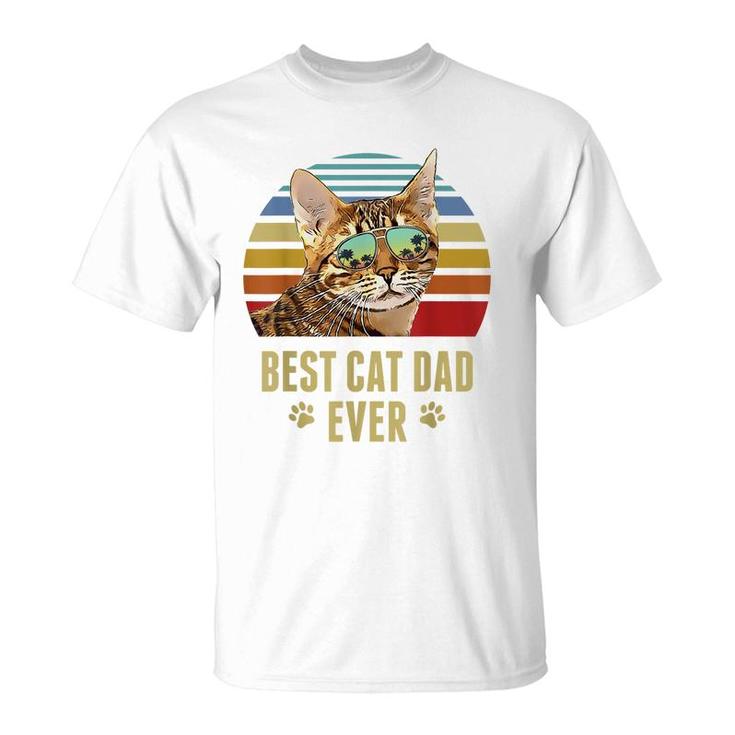 Ocicat Cat Best Cat Dad Ever Retro Beach Vibe  T-Shirt