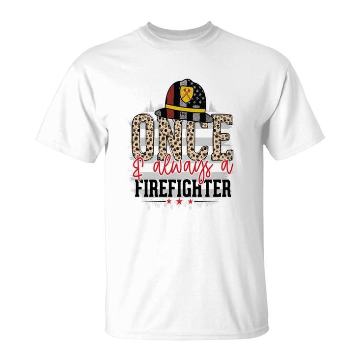 Once Always A Firefighter Proud Job Leopard Design T-Shirt