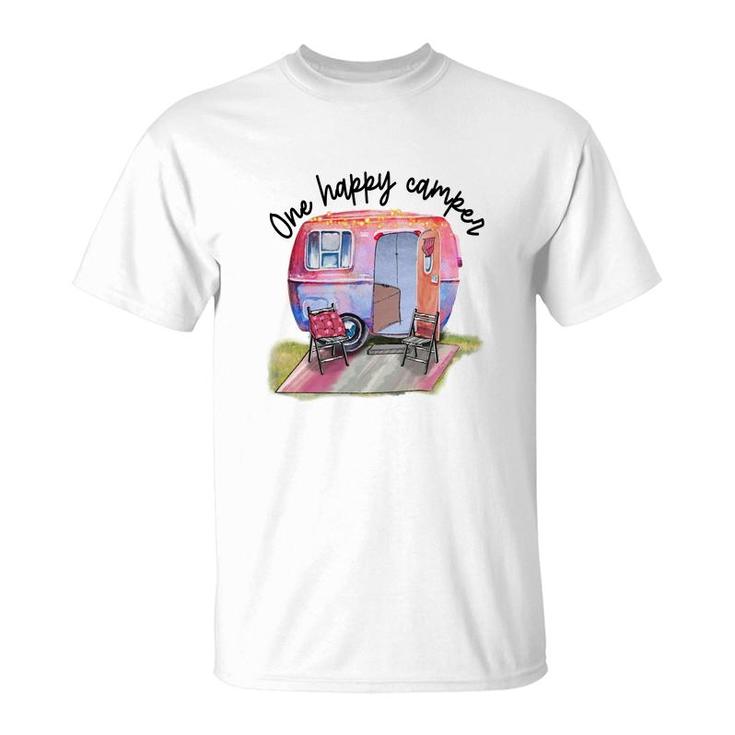 One Happy Camper One Happt Person Camp Life Custom T-Shirt