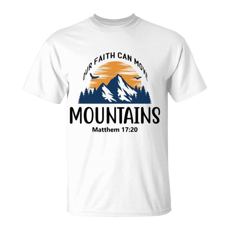 Our Faith Can Move Mountains Bible Verse Black Graphic Christian T-Shirt