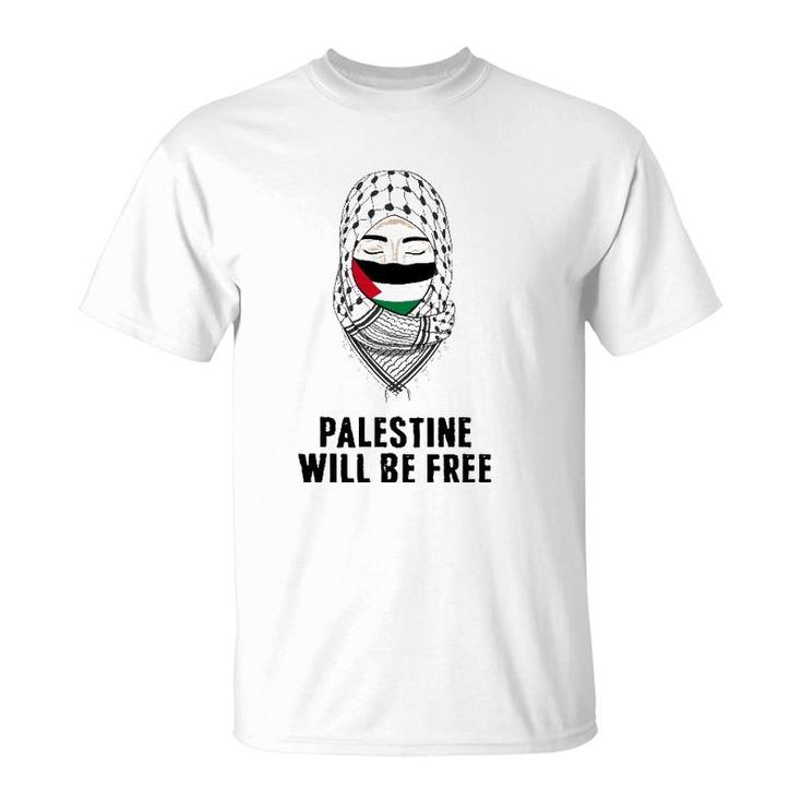 Palestine Will Be Free Gaza Flag Arabic Support Scarf Women T-Shirt