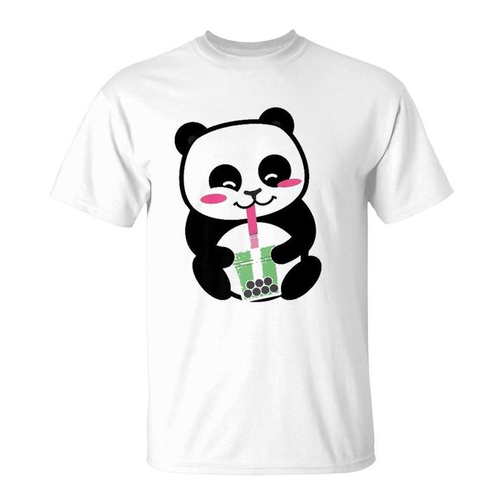 Panda Sipping Bubble Tea Cute Animal Inspired Anime  T-Shirt