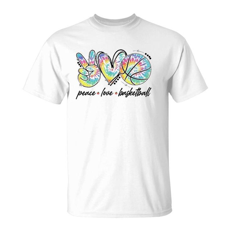 Peace Love Basketball Tie Dye Cute Basketball Lovers T-Shirt