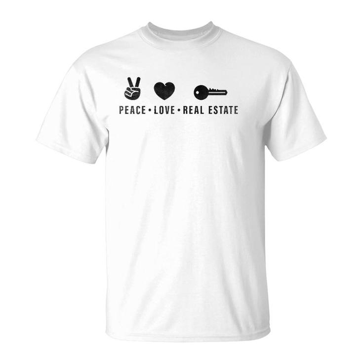 Peace Love Real Estate Funny Real Estate Agent Gift Raglan Baseball Tee T-Shirt