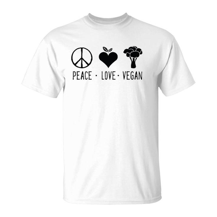 Peace Love Vegan For Men Women Kid Animal Lover Gift T-Shirt