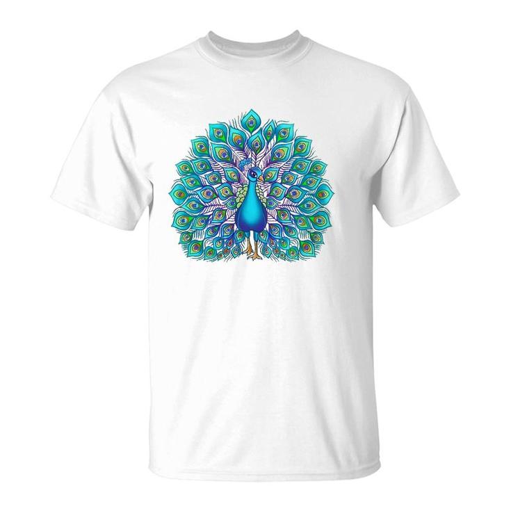Peacock Bird Lover Illustration Animal Lover T-Shirt
