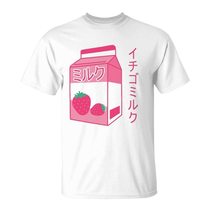 Pink Strawberry Milk Japanese Kawaii Retro 90S Anime T-Shirt