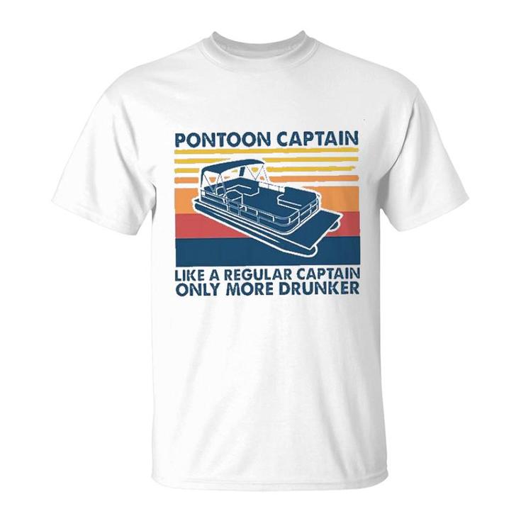 Pontoon Captain Like A Regular Captain New Blue Graphic T-Shirt