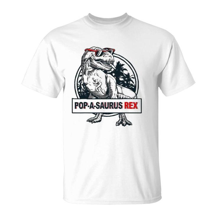 Popasaurus Rex Papa Grandpa Dinosaur Funny Fathers Day Gift T-Shirt