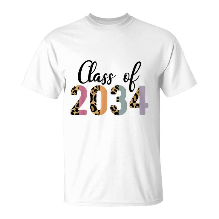 Pqje Leopard Class Of 2034 Kindergarten 2022 Back To School  T-Shirt