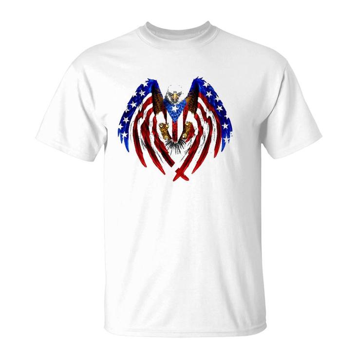 Puerto Rican American Flag Usa Eagleboricua Roots T-Shirt
