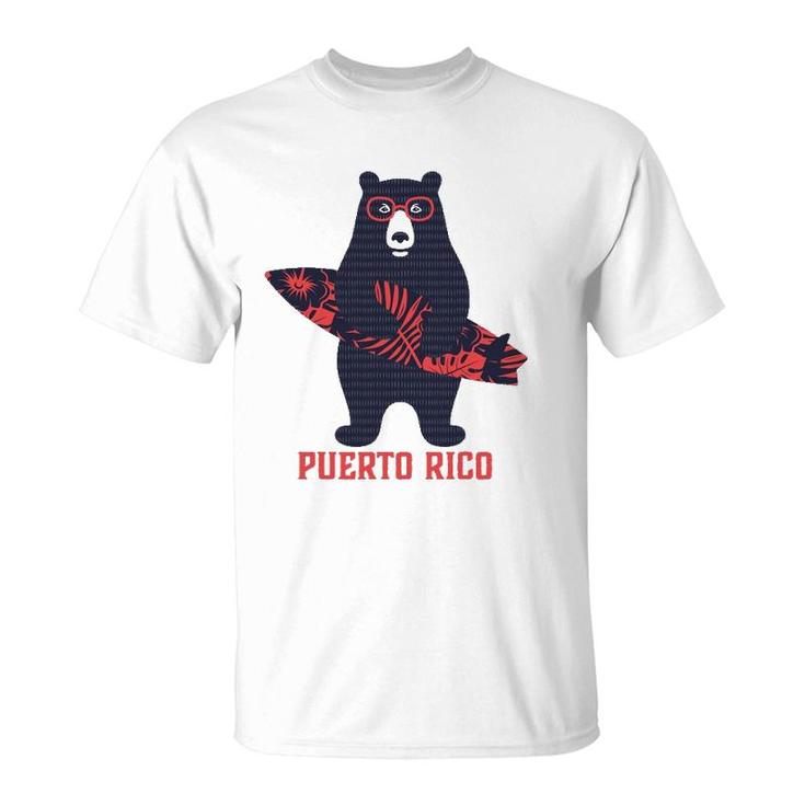 Puerto Rico Tropical Surfing Bear T-Shirt