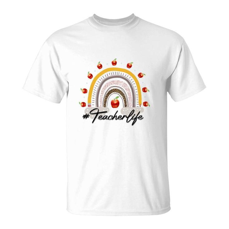 Rainbow Teacher Black Graphic Apple Great T-Shirt