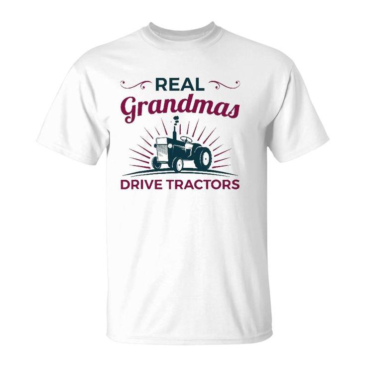 Real Grandmas Drive Tractors Tractor Grandma Farmer T-Shirt