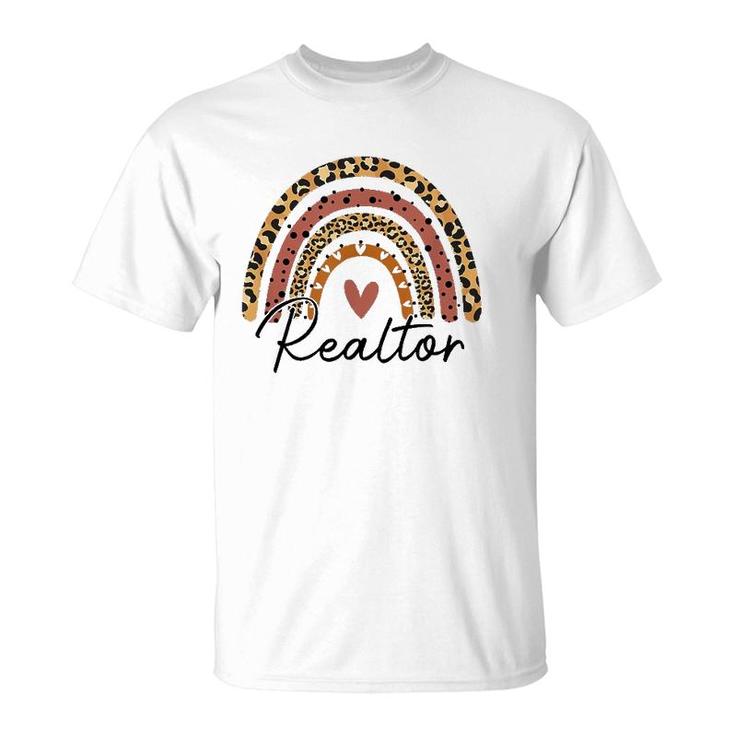 Realtor Leopard Rainbow Real Estate Agent Real Estate Life V2 T-shirt