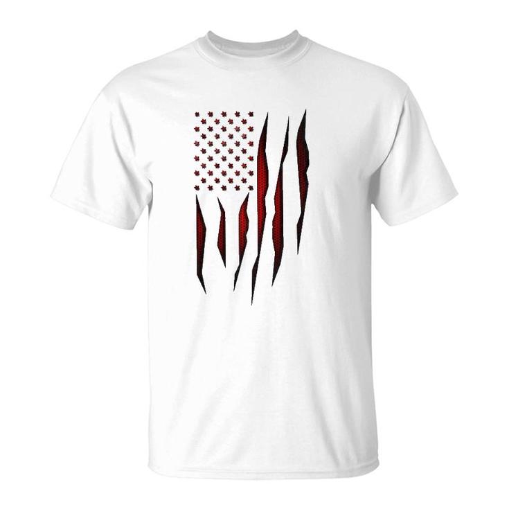 Red Carbon Fiber Onyx American Flag  T-Shirt