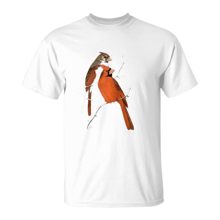 Red Cardinal Bird Male Female Raglan Baseball Tee T-Shirt