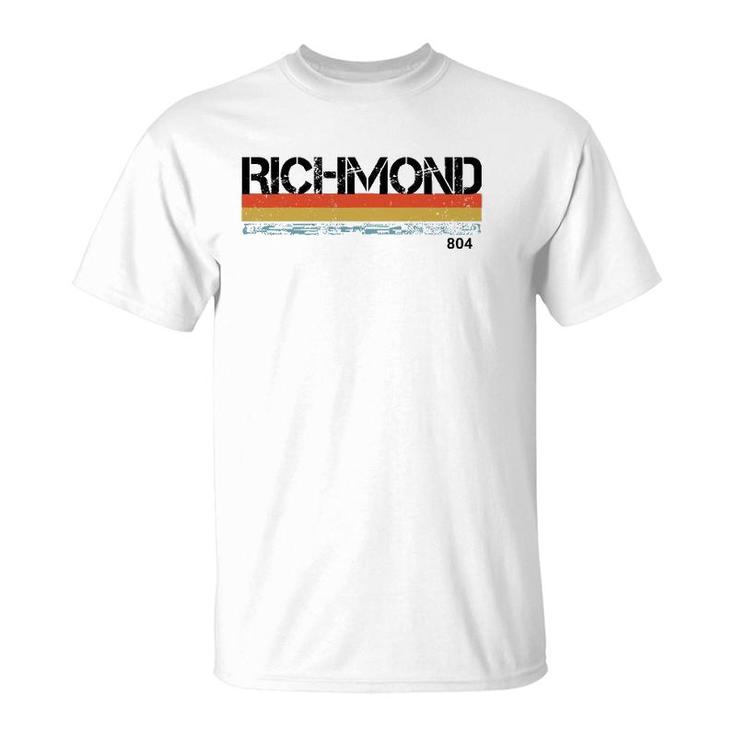 Richmond Virginia Area Code 804 Vintage Retro Stripes T-Shirt