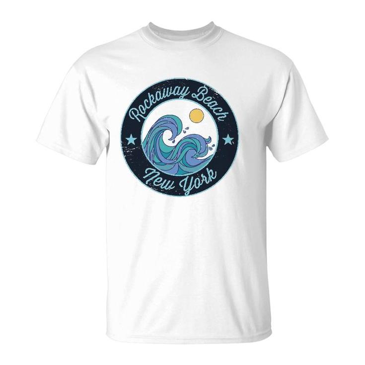 Rockaway Beach Ny New York Souvenir Nautical Surfer Graphic  T-Shirt
