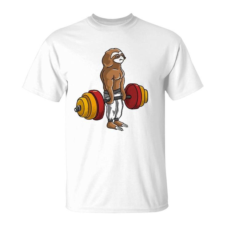 Sloth Deadlift Lazy Fitness Bodybuilder Animal T-Shirt