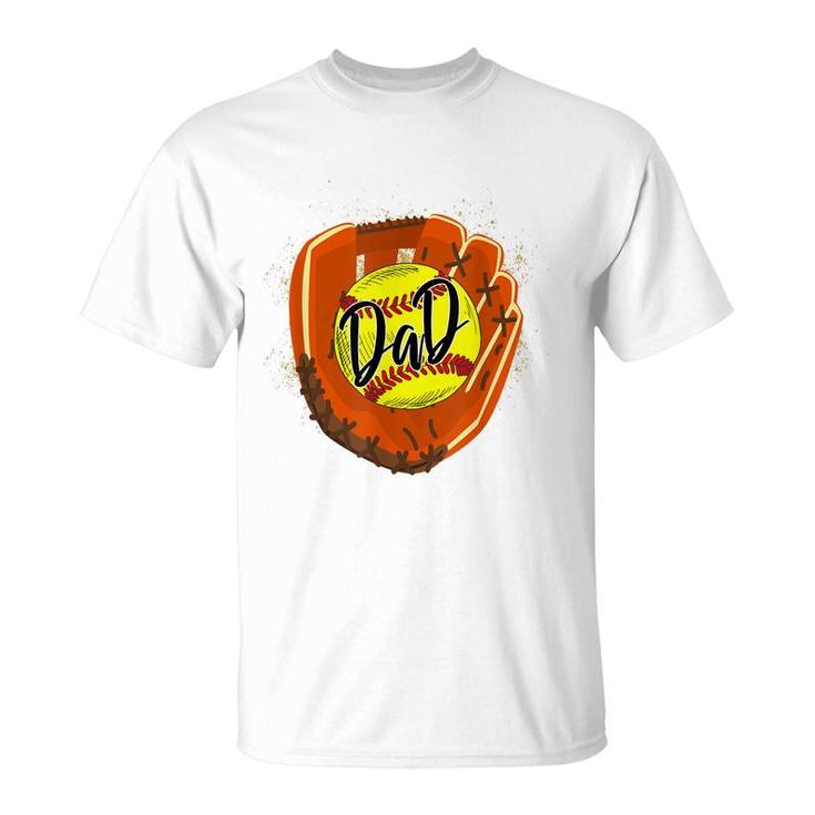 Softball Dad Glove Funny Fathers Day 2022 Cut Softball Dad  T-Shirt
