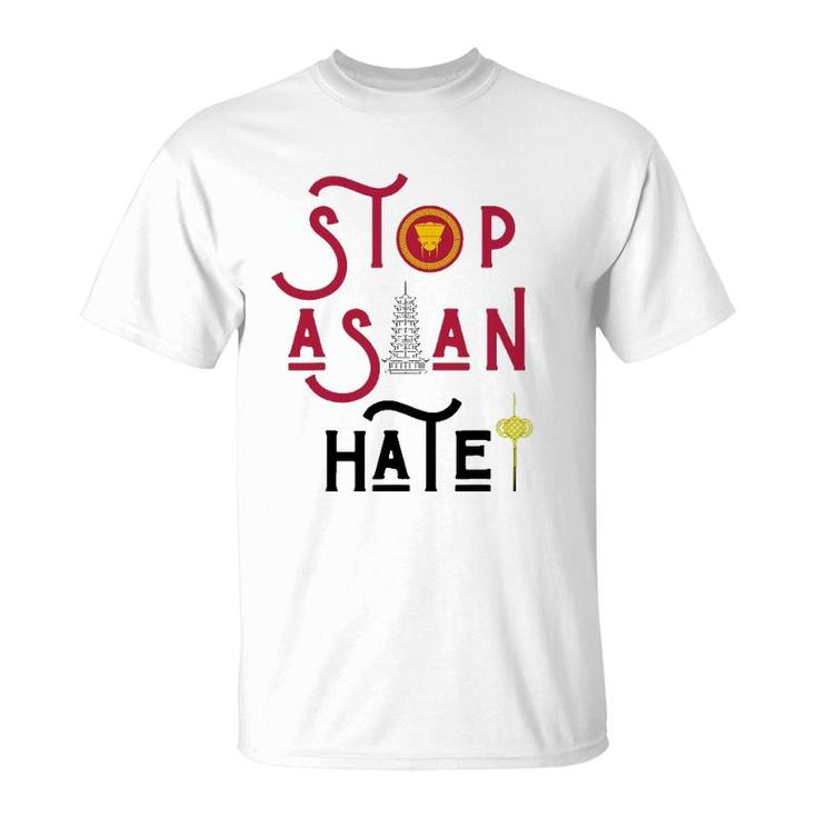 Stop Asian Hate Americans Support Asians Vintage Retro Peace T-Shirt