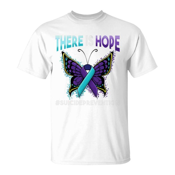 Suicide Prevention There Is Hope Butterfly Ribbon T-Shirt