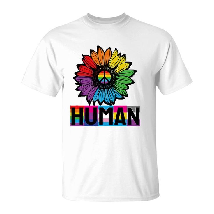 Sunflower Human Lgbt Flag Gay Pride Month Lgbtq T-Shirt