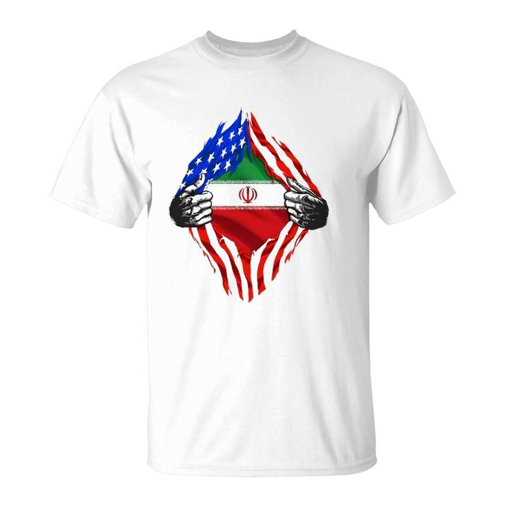 Super Iranian Heritage Iran Roots Usa Flag T-Shirt