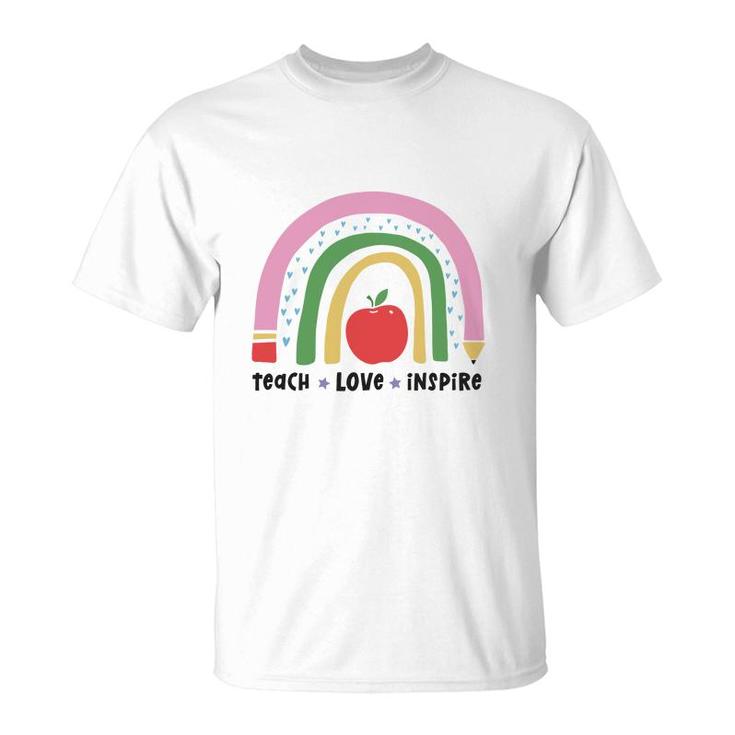 Teacher Rainbow Teach Love Inspire Apple T-Shirt