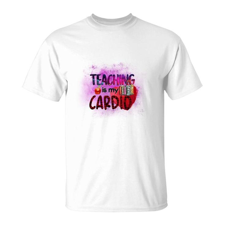 Teaching Is My Cardio Teacher Red Decoration T-Shirt